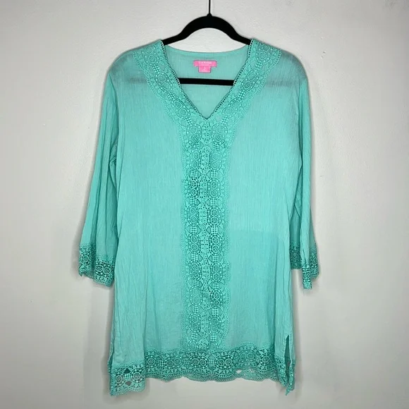 Isaac Mizrahi New York Daisy Crochet Lace Cover Up Tunic size Small - Picture 2 of 13